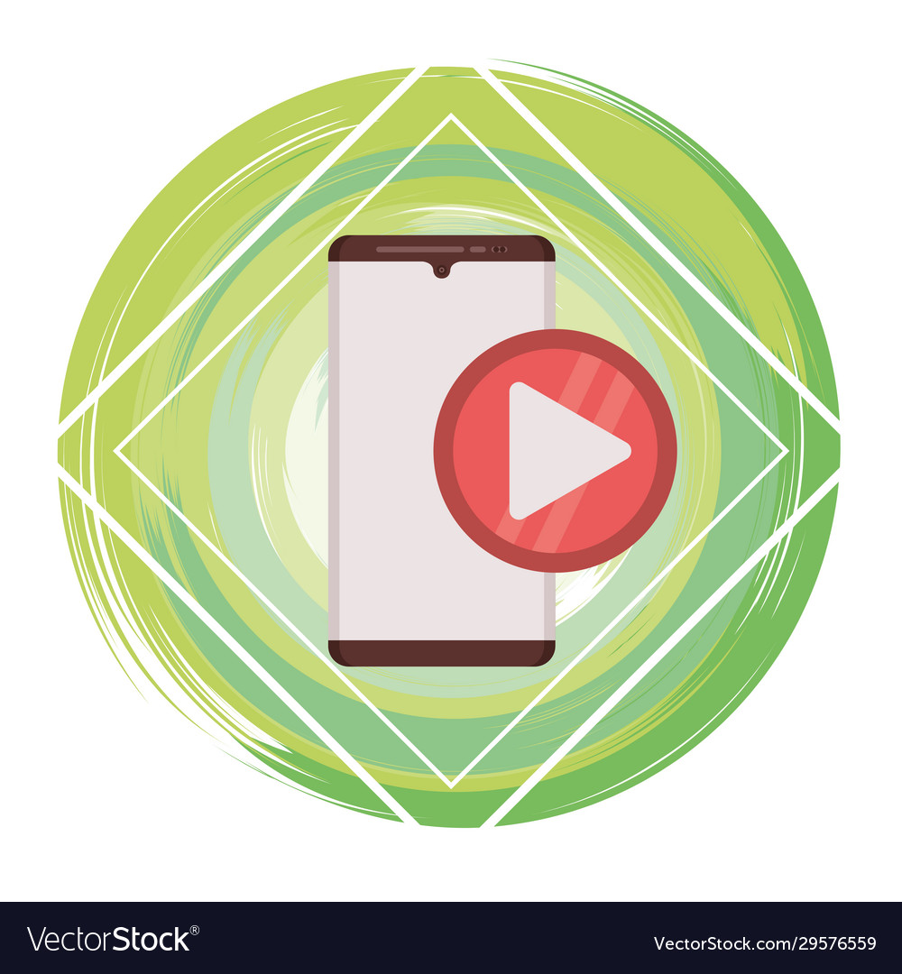 Smartphone with play button media player vector image Smartphone with play button media player