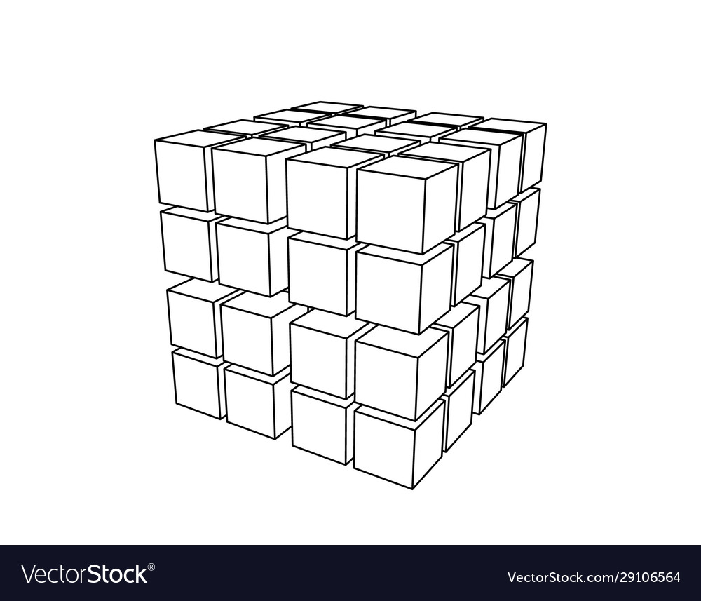 Abstract 3d cube from cubes outline
