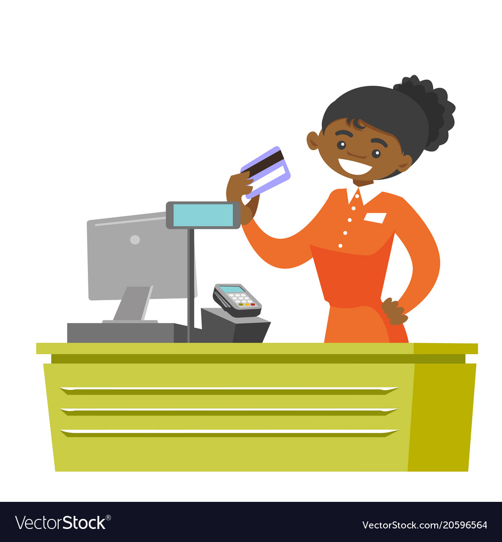 African-American Cashier with Credit Card