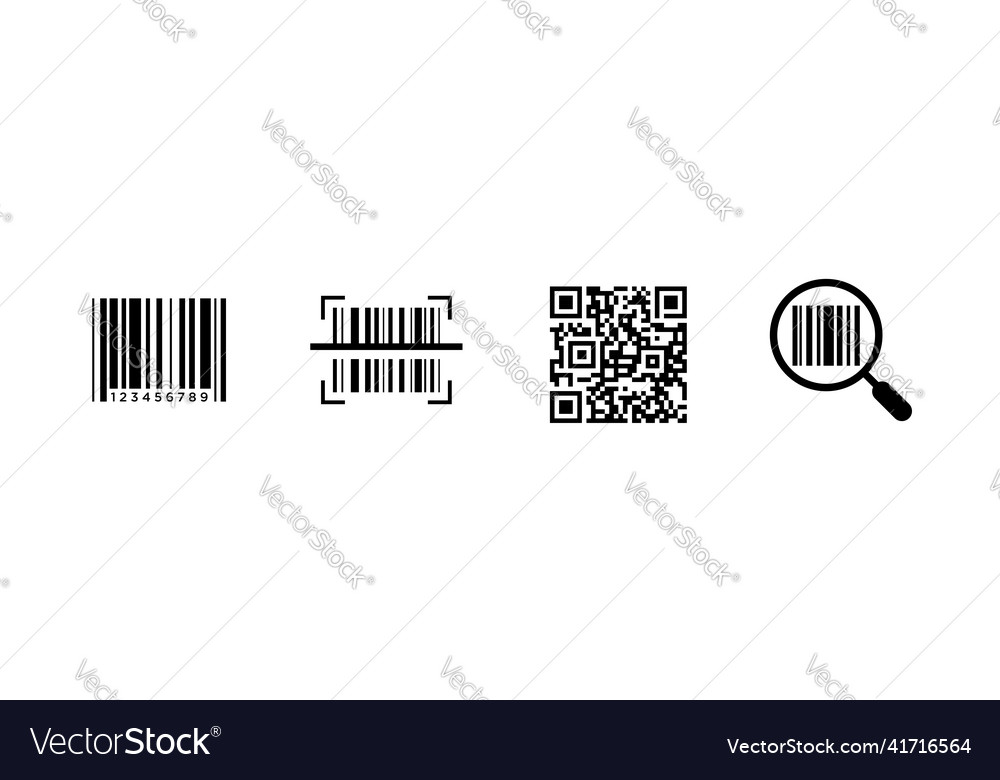Barcode icon set related to label scan Royalty Free Vector