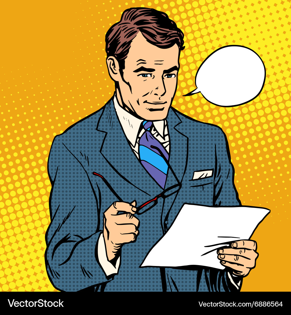 Businessman reading a document Royalty Free Vector Image