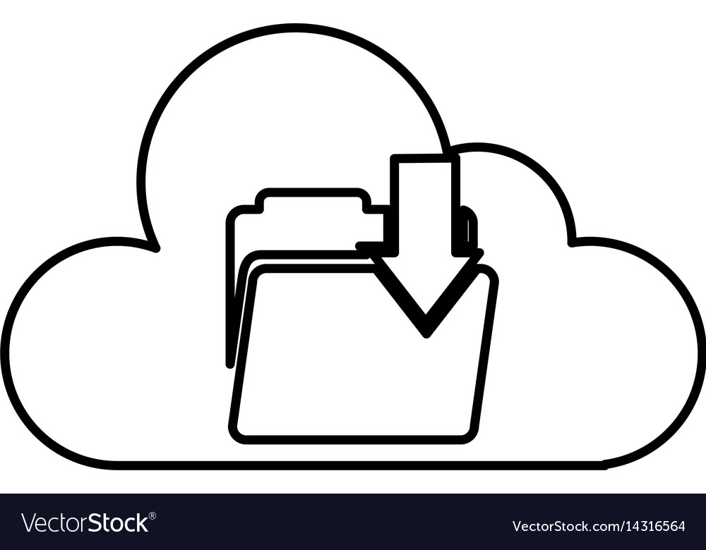 Cloud computing with folder download isolated icon