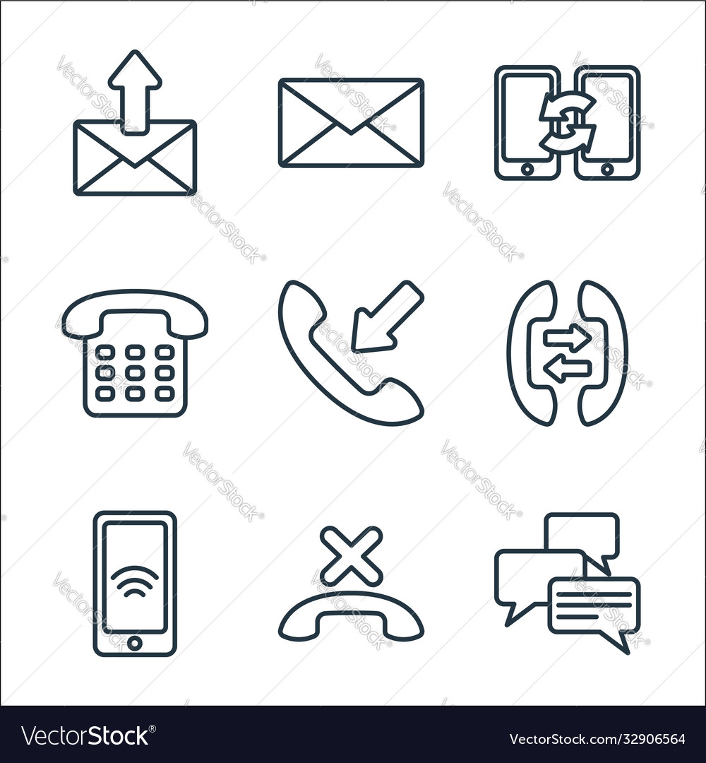 Communication line icons linear set quality Vector Image Communication line icons linear set quality