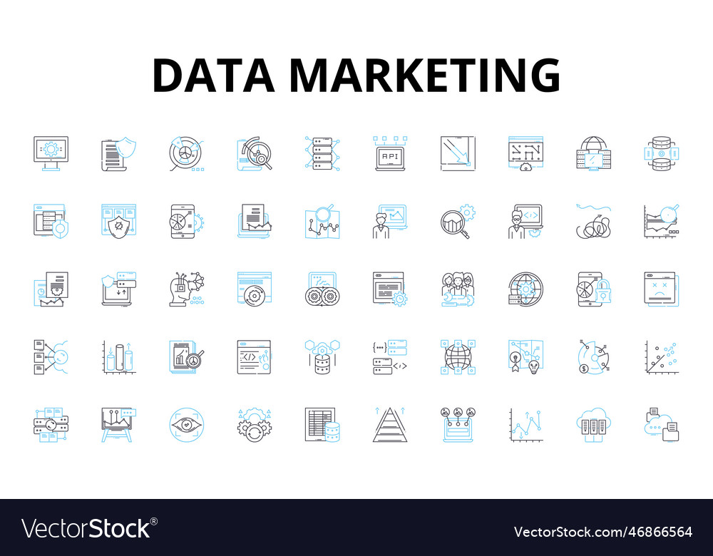 Data marketing linear icons set analytics vector image Data marketing linear icons set analytics