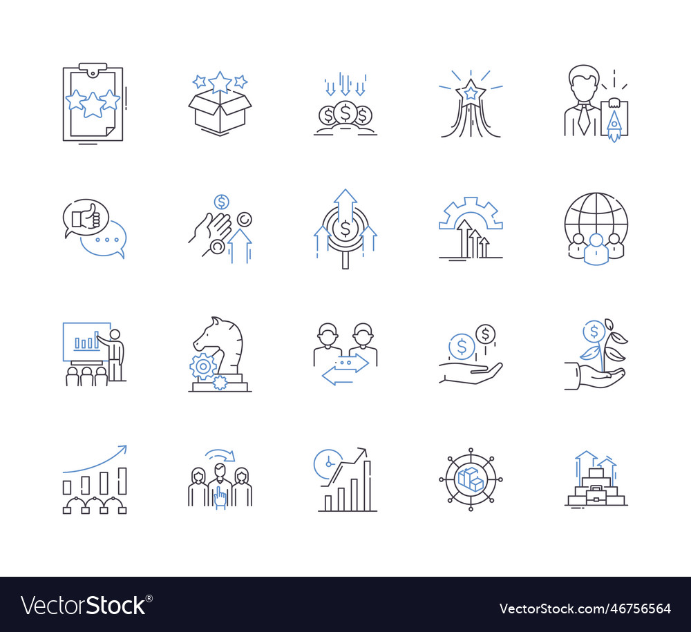 Effectiveness outline icons collection efficient vector image Effectiveness outline icons collection efficient