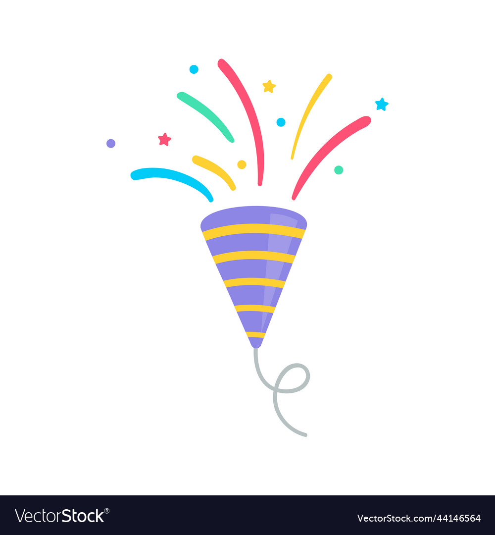 Fireworks draws a party confetti floating from Vector Image Fireworks draws a party confetti floating from