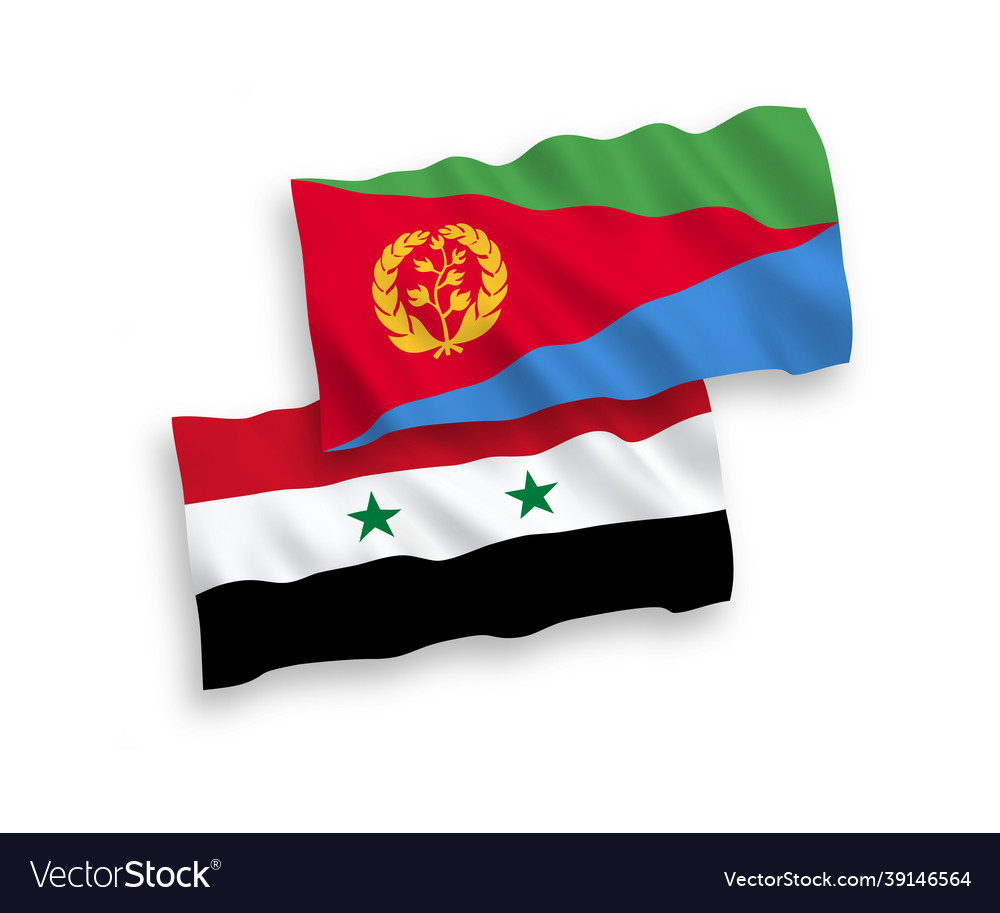 Flags of eritrea and syria on a white background vector image Flags of eritrea and syria on a white background