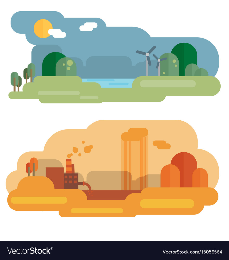 Flat design concept with icons of ecology