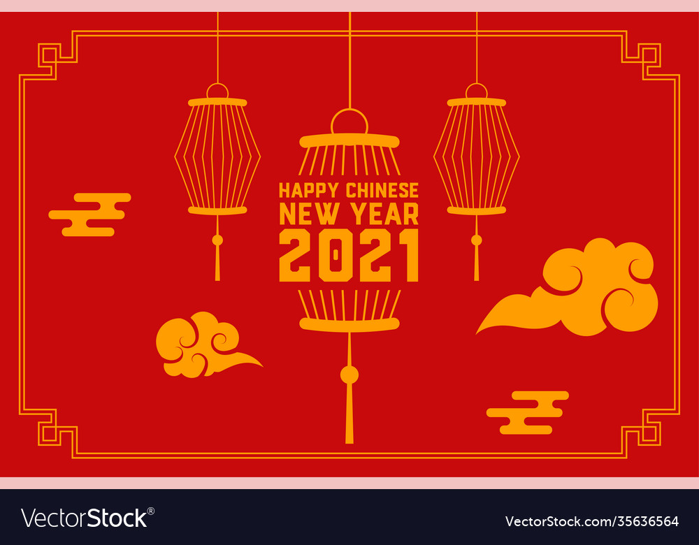 Happy chinese new year greeting with lanterns