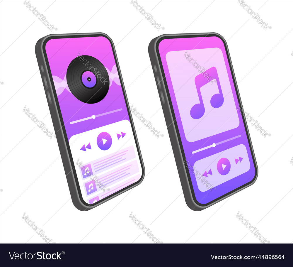 Mobile application interface music player vector image Mobile application interface music player