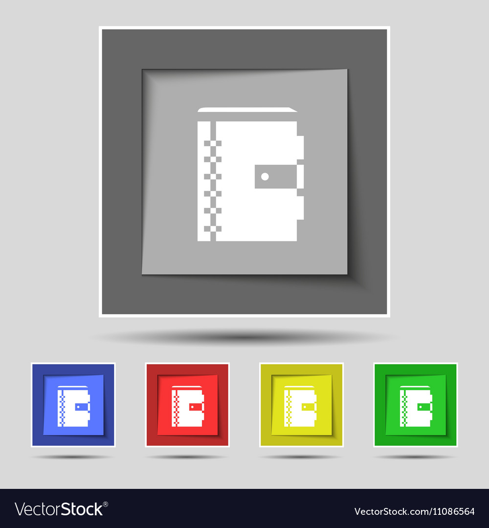 Notebook icon sign on original five colored
