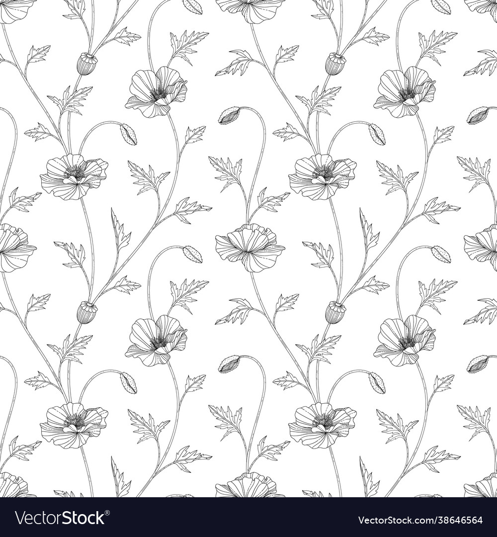 Poppy Floral Seamless Pattern