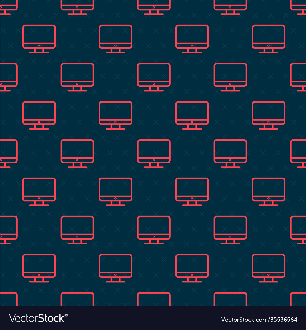 Red line computer monitor screen icon isolated vector image Red line computer monitor screen icon isolated