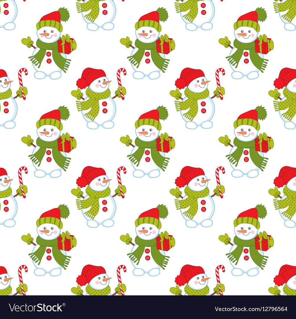 Seamless pattern with snowman