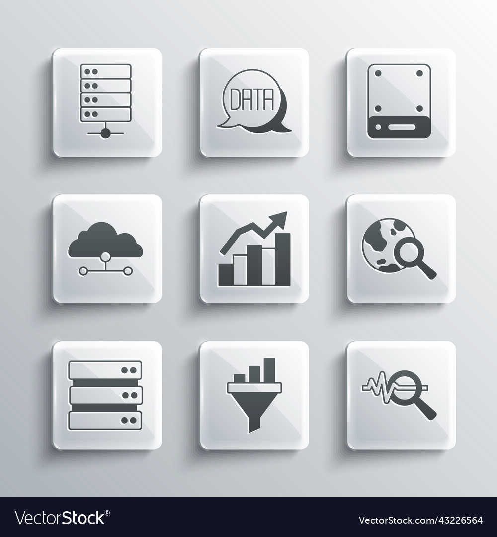 Set sales funnel with chart search data analysis vector image Set sales funnel with chart search data analysis