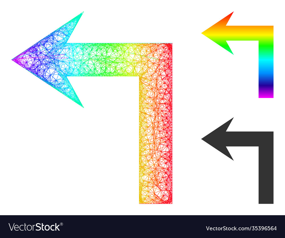 Spectral net mesh gradient turn left icon vector image Spectral net mesh gradient turn left icon