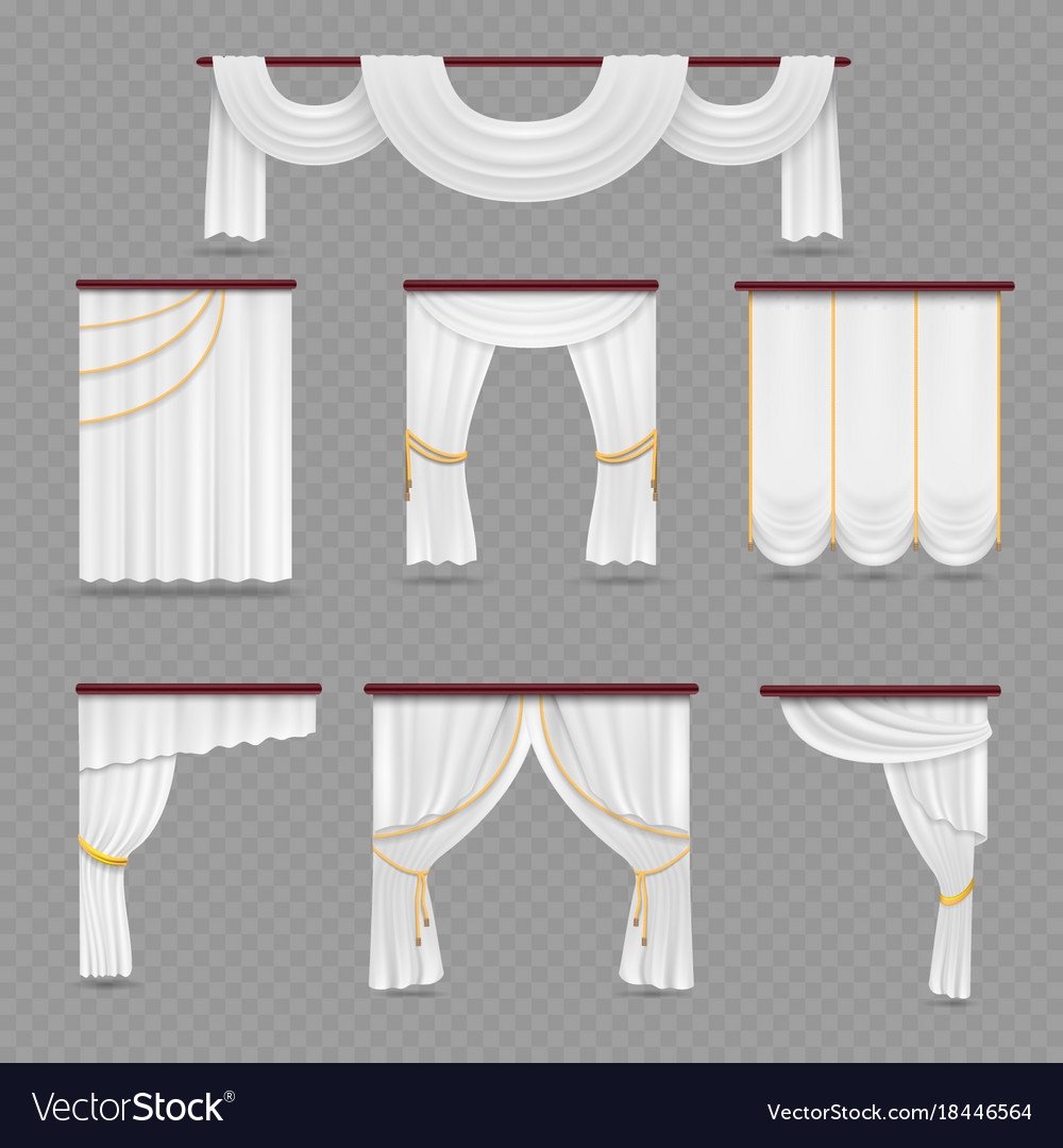 White Curtains Drapery For Wedding Room And Vector Image