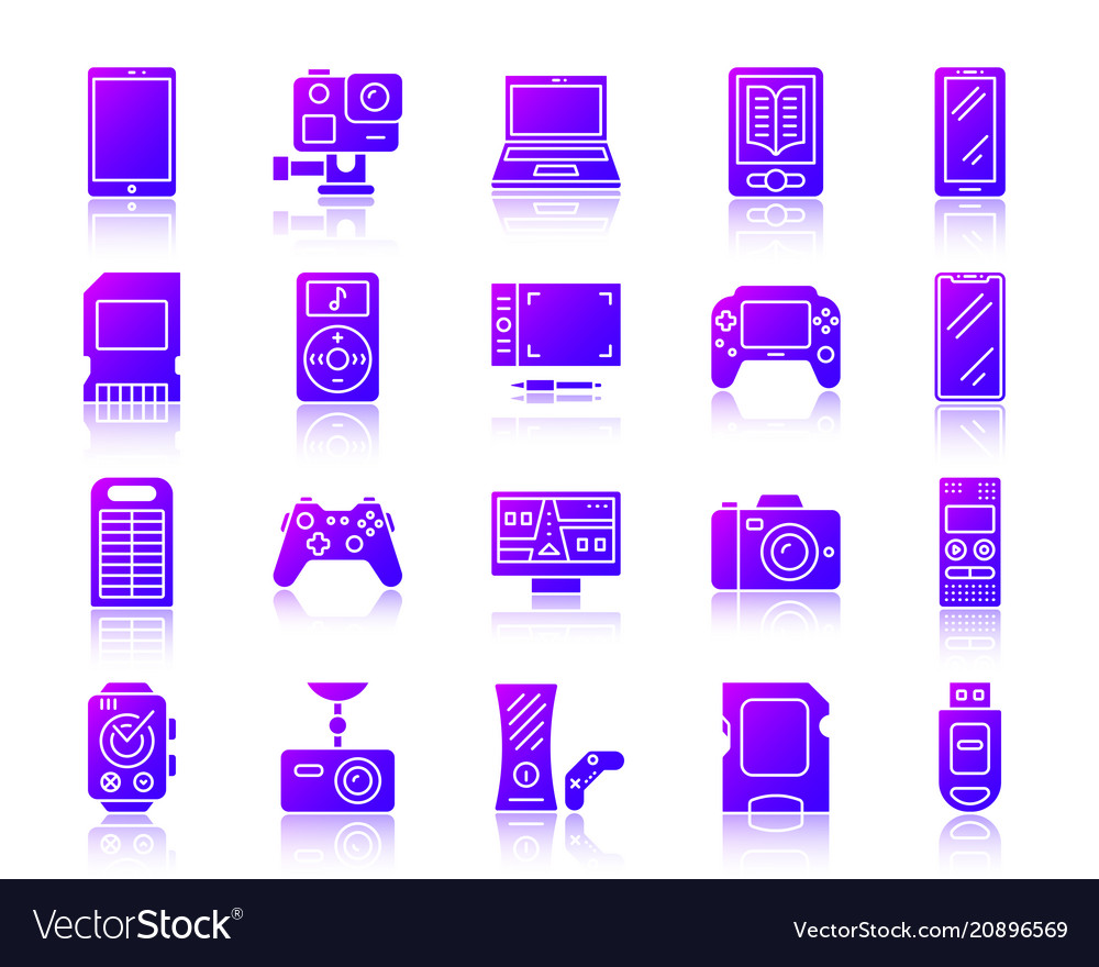 Device simple ultraviolet gradient icon set