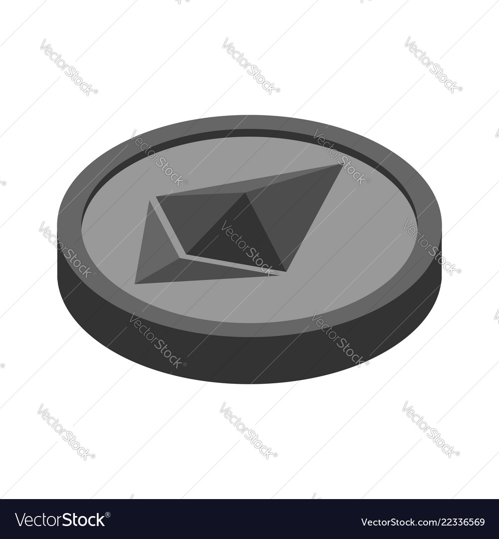 Etherium coin isolated cryptocurrency on white