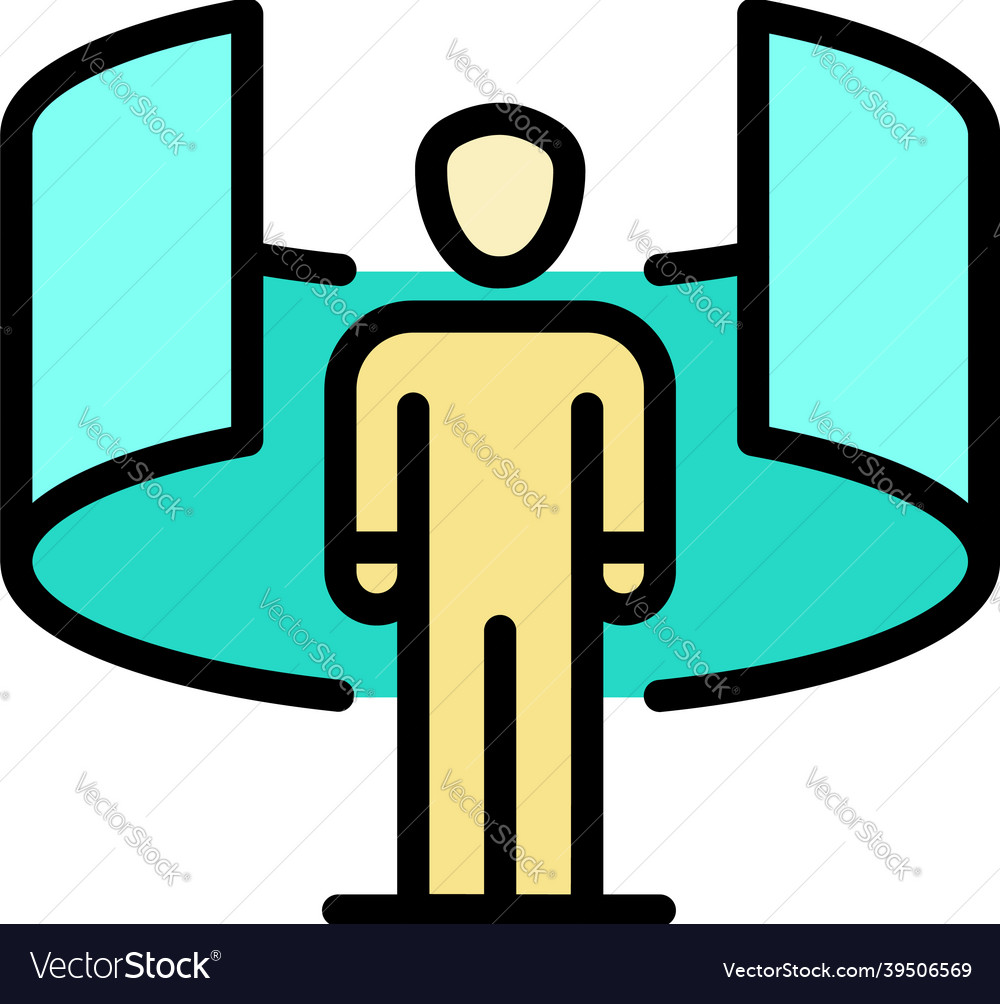 Man augmented reality icon color outline Vector Image