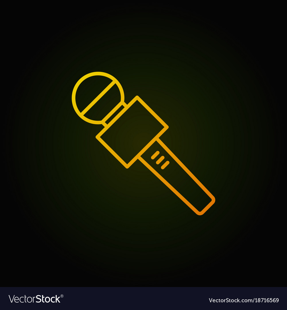 Microphone line yellow icon mic concept Royalty Free Vector