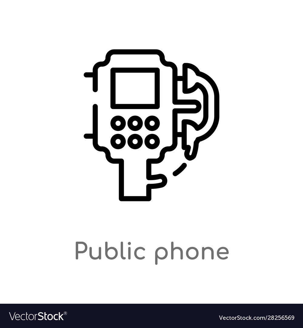 Outline public phone icon isolated black simple