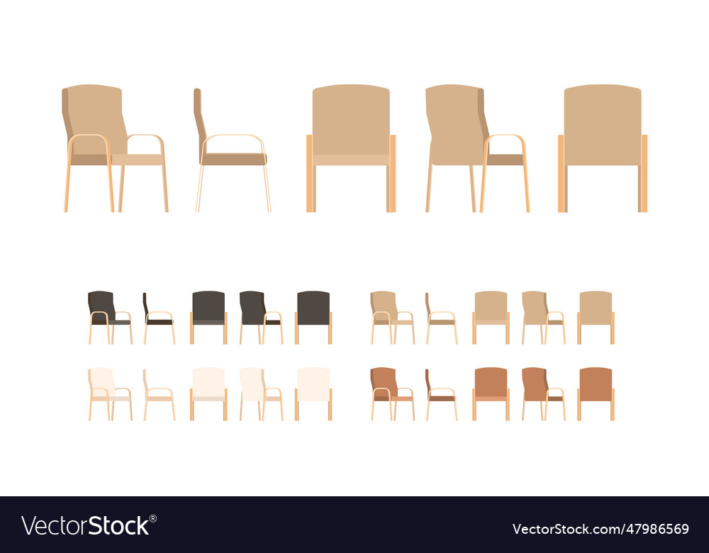 Set of office chairs in a flat cartoon style