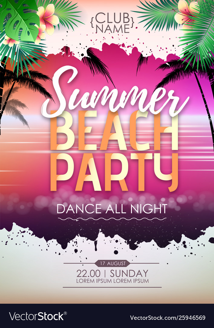 Summer disco cocktail beach party poster Vector Image