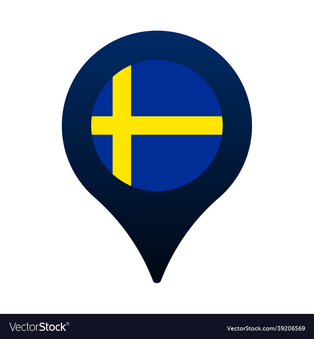 Sweden flag and map pointer icon national vector image Sweden flag and map pointer icon national
