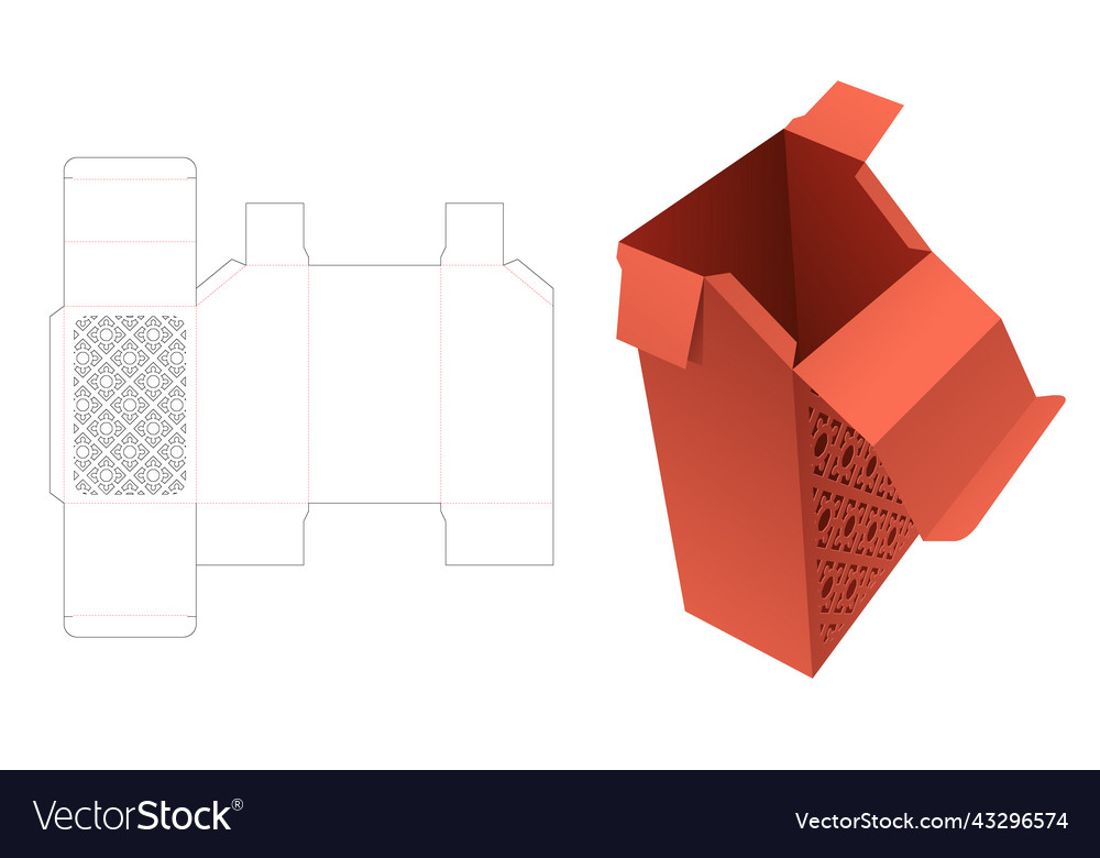Chamfered box with stenciled pattern die cut Vector Image Chamfered box with stenciled pattern die cut