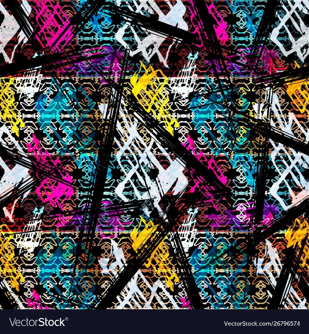 Colored abstract seamless pattern in graffiti