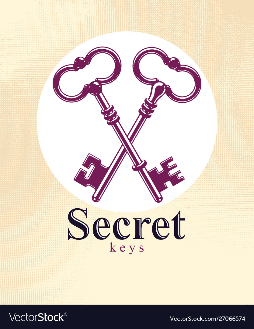 Crossed keys protected secret electronic data vector image Crossed keys protected secret electronic data