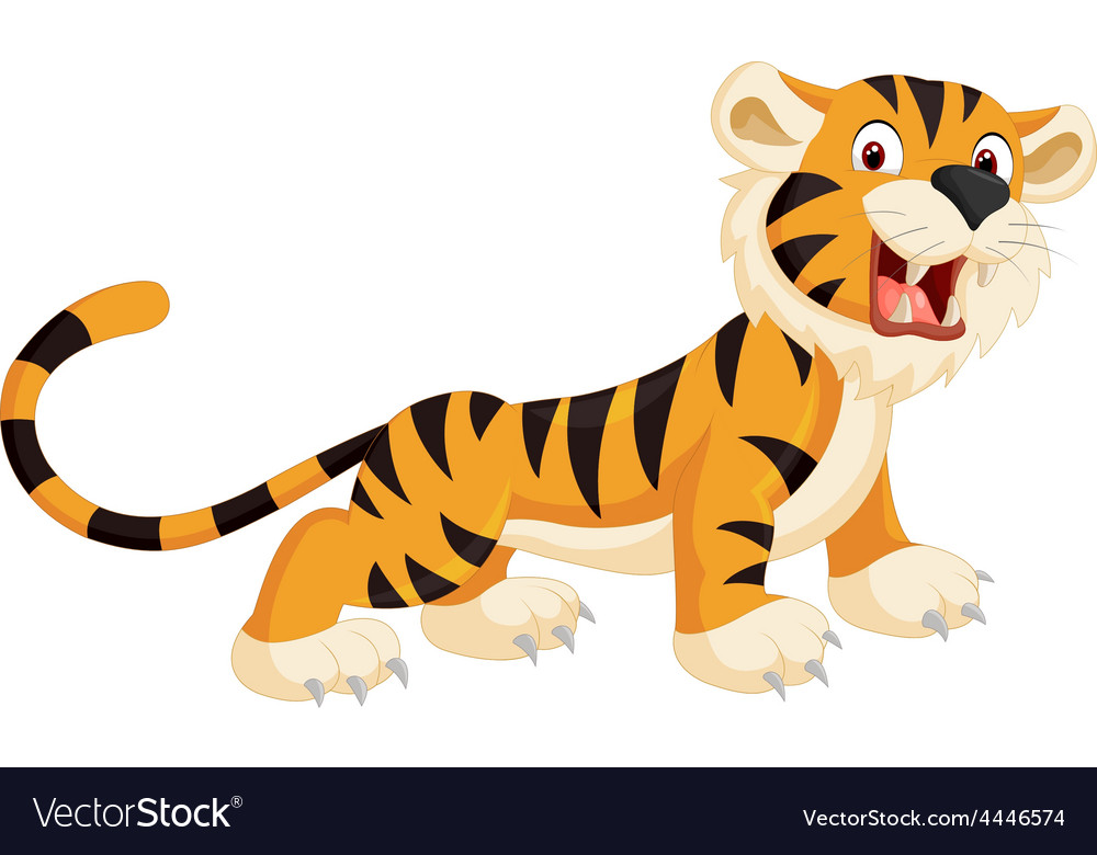 Cute tiger cartoon roaring