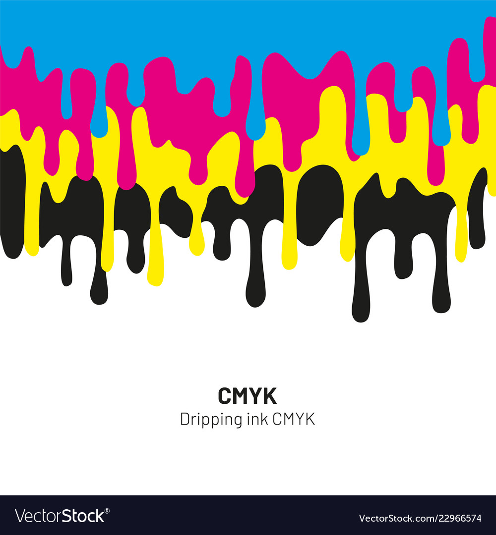 Dripping ink cmyk stain liquid ink paint drip Vector Image