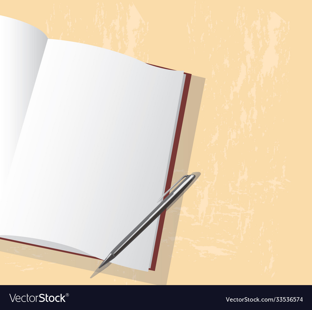 Empty notebook and pen vector image Empty notebook and pen