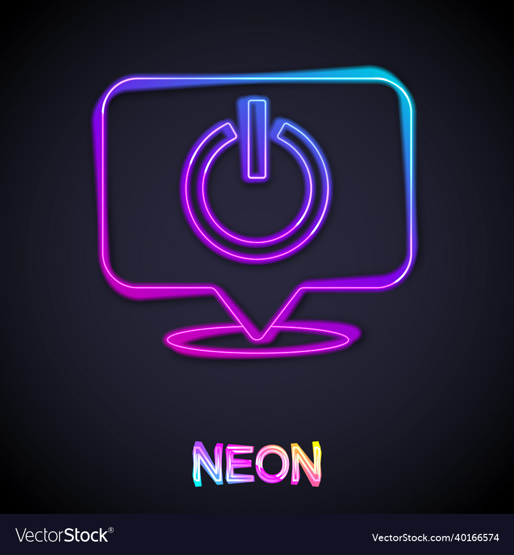 Glowing neon line power button icon isolated