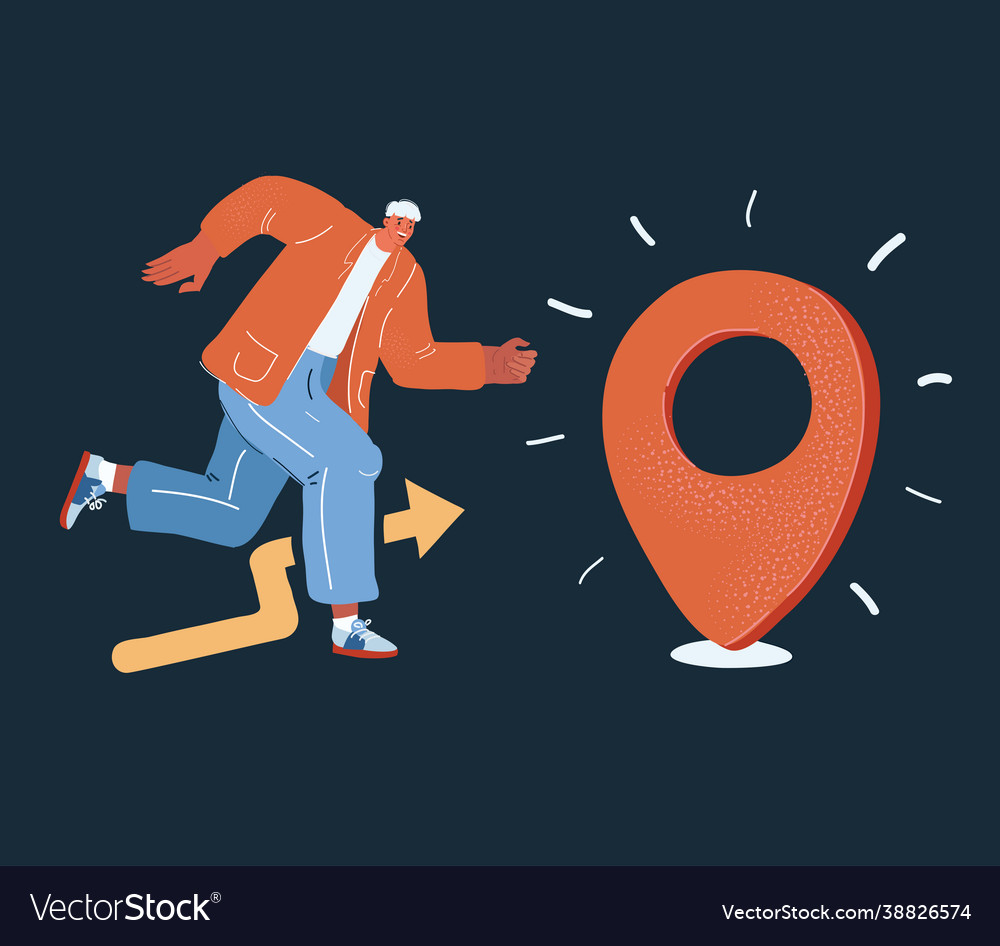 Man running to location pin