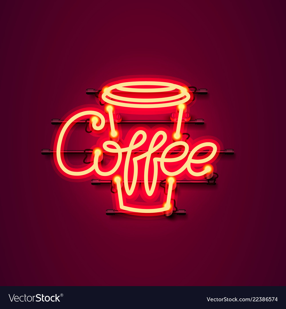 Neon coffee text icon signboard