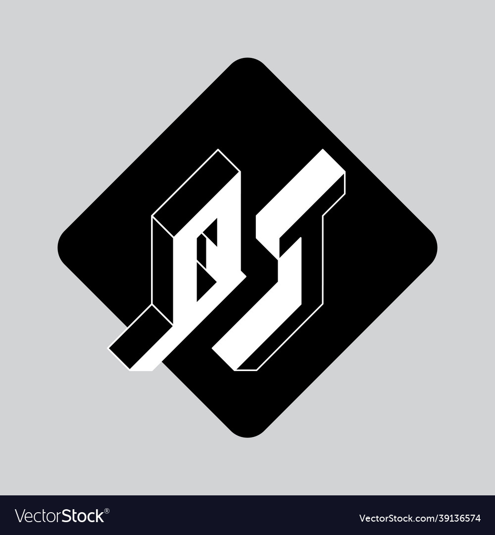 Q and t - monogram or logotype three-dimension vector image Q and t - monogram or logotype three-dimension