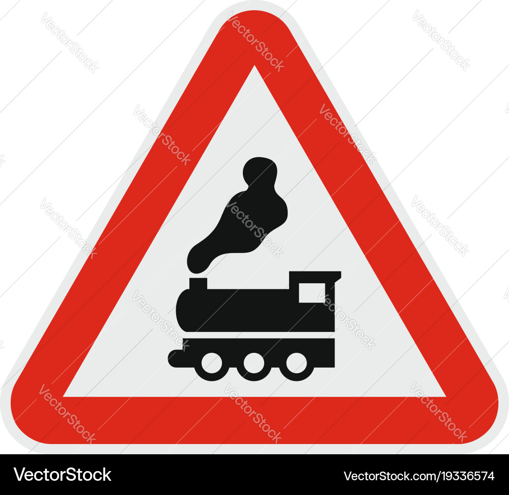 Railway Crossing Without Barrier Icon Flat Style Vector Image
