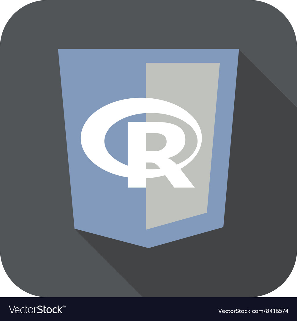 Round icon of web shield with r letter