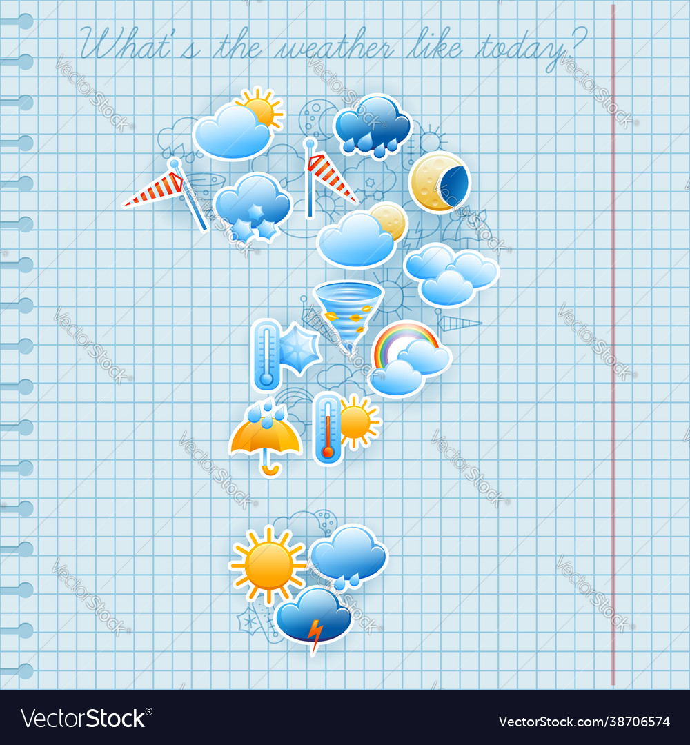 School notebook page weather forecast concept Vector Image School notebook page weather forecast concept