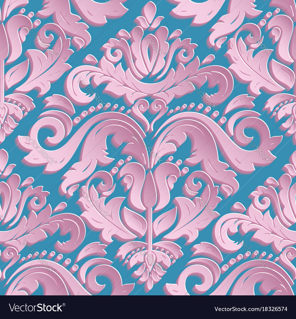 Seamless oriental pattern with 3d elements
