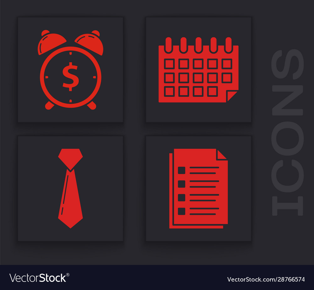 Set file document alarm clock with dollar symbol vector image Set file document alarm clock with dollar symbol