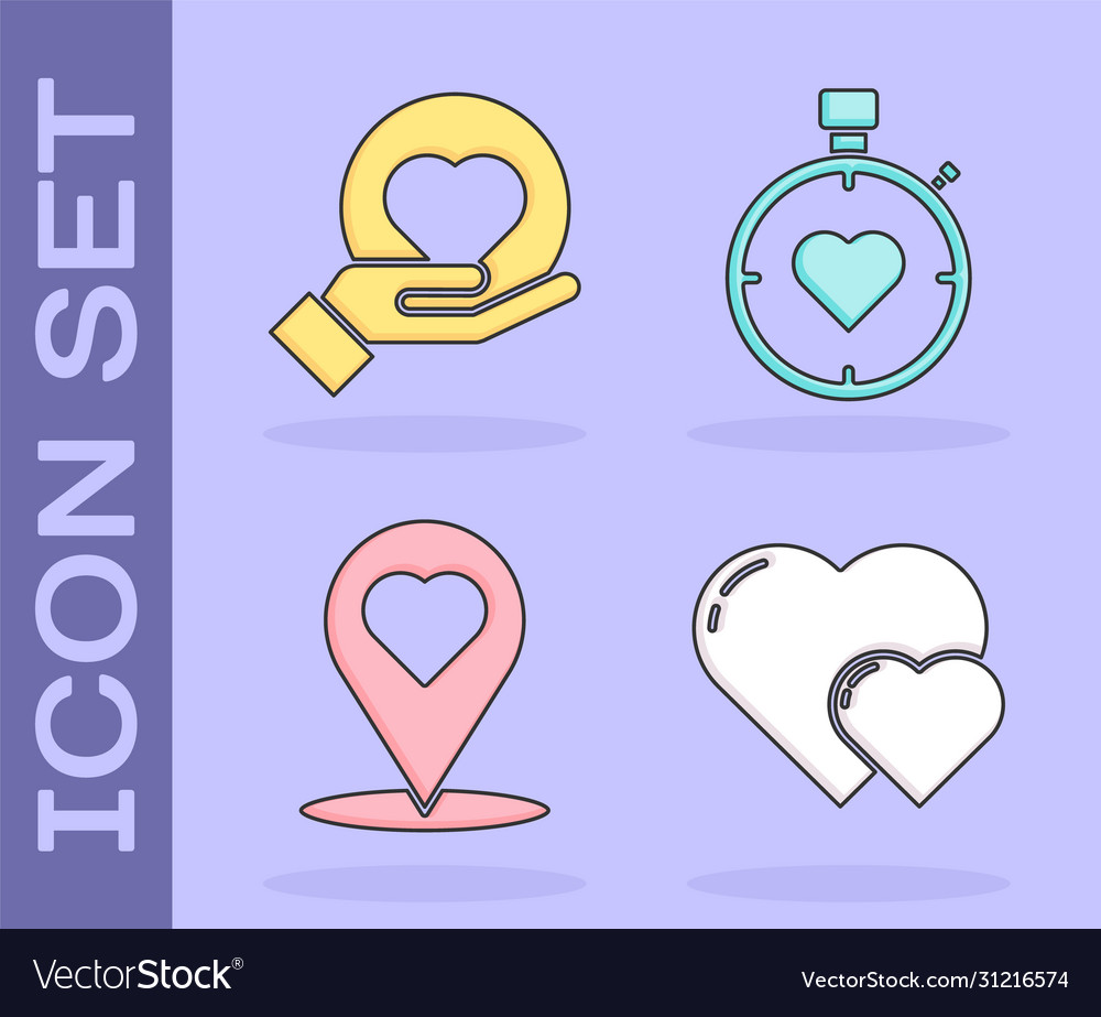 Set heart on hand map pointer Vector Image Set heart on hand map pointer