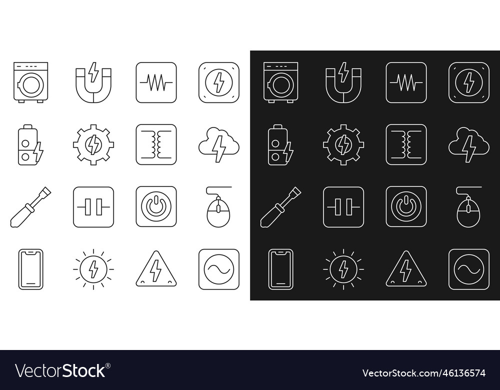 Set line ac voltage source computer mouse cloud Vector Image Set line ac voltage source computer mouse cloud