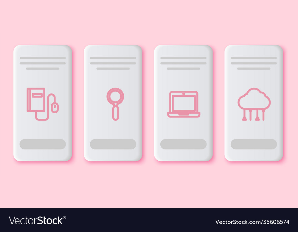 Set line electronic book with mouse magnifying vector image Set line electronic book with mouse magnifying