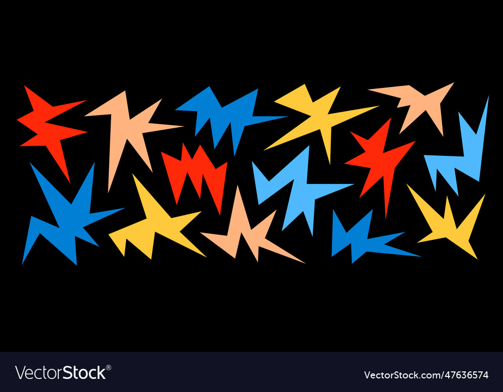 Set of colorful sharp irregular shapes on dark Vector Image Set of colorful sharp irregular shapes on dark