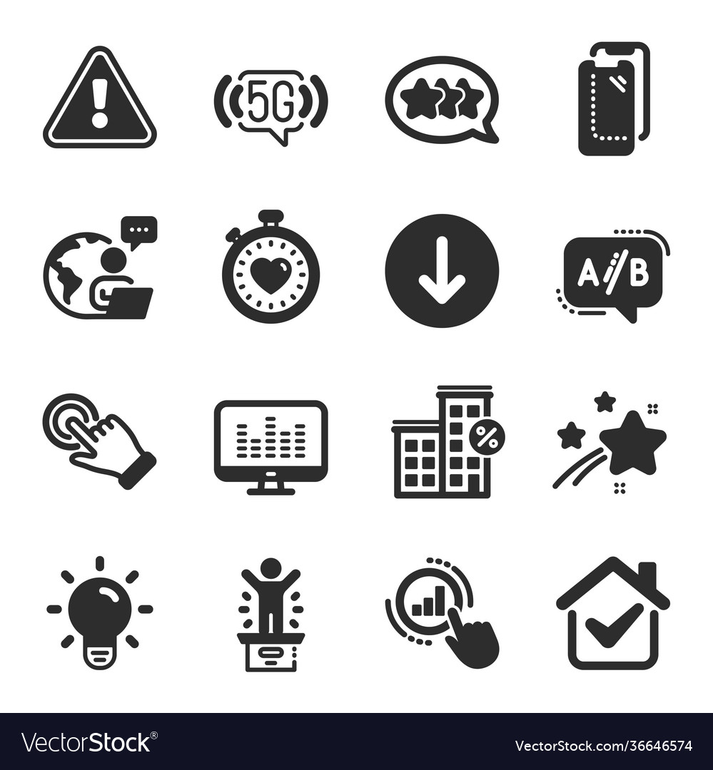 Set technology icons such as scroll down 5g
