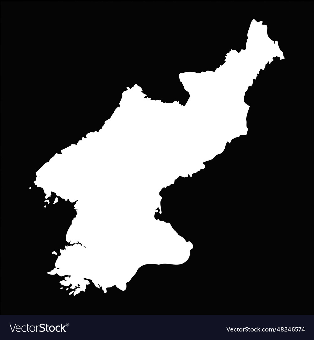 Simple north korea map isolated on black Vector Image